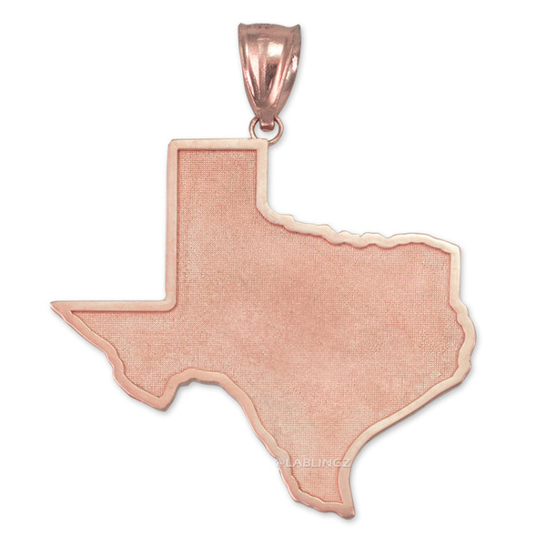 Rose Gold Mens Large Texas State Map Pendant