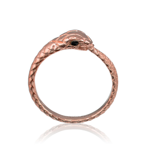 Rose Gold Ouroboros Snake Black Diamond Ring