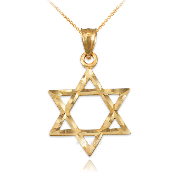 Yellow Gold Jewish Star of David DC Charm Necklace