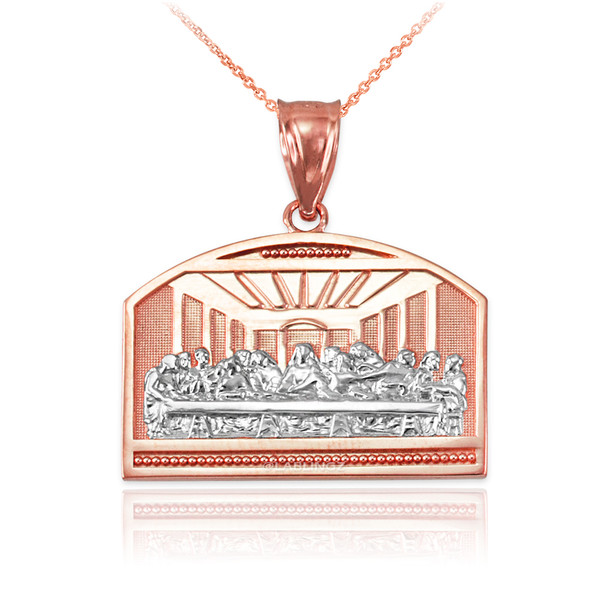 Two-Tone Rose Gold Last Supper Pendant Necklace