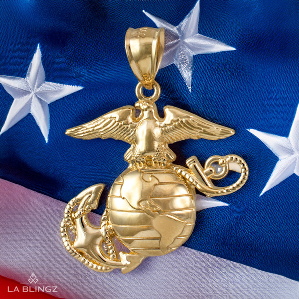 Yellow Gold Marines Corps USMC Pendant (S/L)