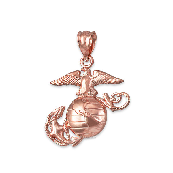 Rose Gold Marines Corps Womens Charm Necklace