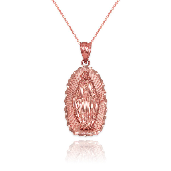 Rose Gold Lady Virgin Mary DC Pendant Necklace