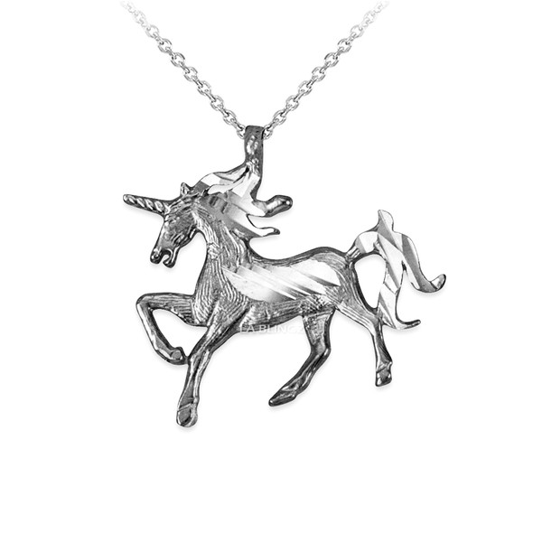 White Gold Unicorn DC Charm Necklace