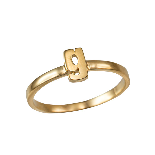 Polished Yellow Gold Initial Letter G Stackable Ring