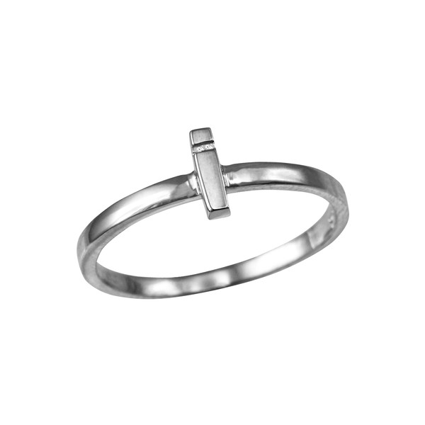 Polished White Gold Initial Letter I Stackable Ring