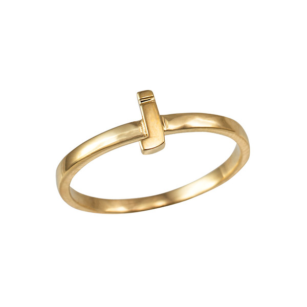 Polished Yellow Gold Initial Letter J Stackable Ring