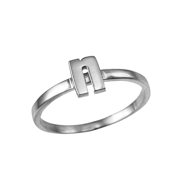 Sterling Silver Initial Letter N Stackable Ring