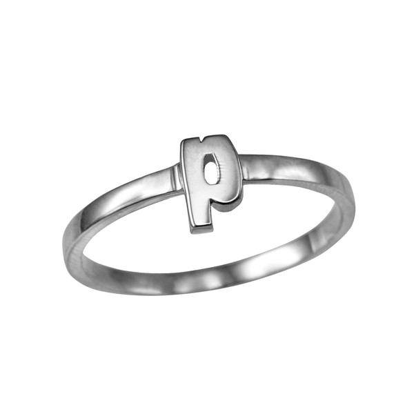 Sterling Silver Initial Letter P Stackable Ring