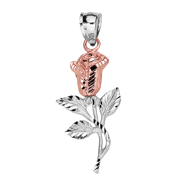 Beautiful White Gold Rose Pendant Necklace