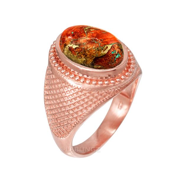 Rose Gold Orange Copper Turquoise Statement Ring