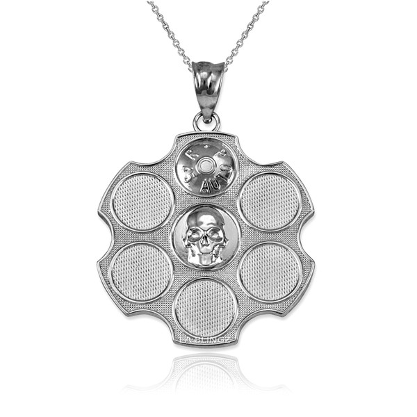 White Gold Russian Roulette Pendant Necklace