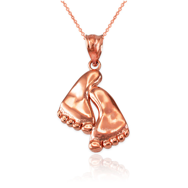 Rose Gold Baby Feet Pendant Necklace