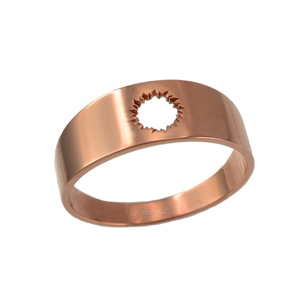 Polished Rose Gold Bullet Hole Cut Out Ring Band 