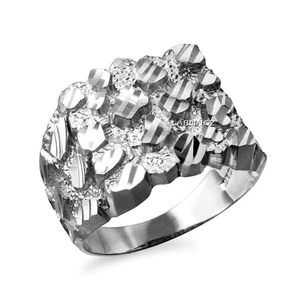 White Gold Mens DC Nugget Ring