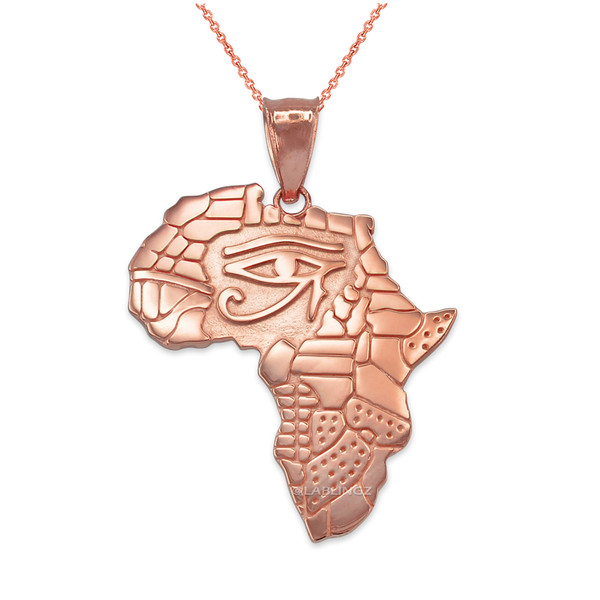 Rose Gold Eye of Horus Africa Map Pendant Necklace