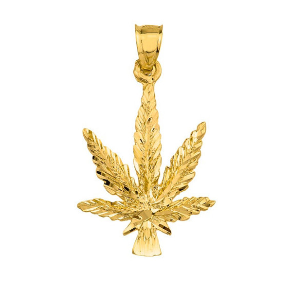 10k Yellow Gold Marijuana Charm Pendant