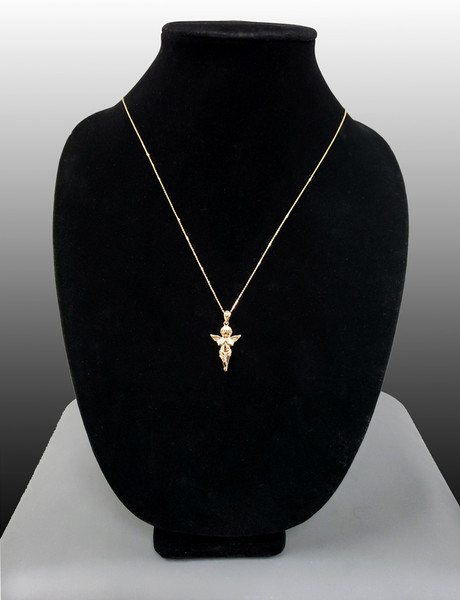 Yellow Gold Angel Pendant Necklace