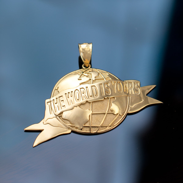 THE WORLD IS YOURS Gold Pendant