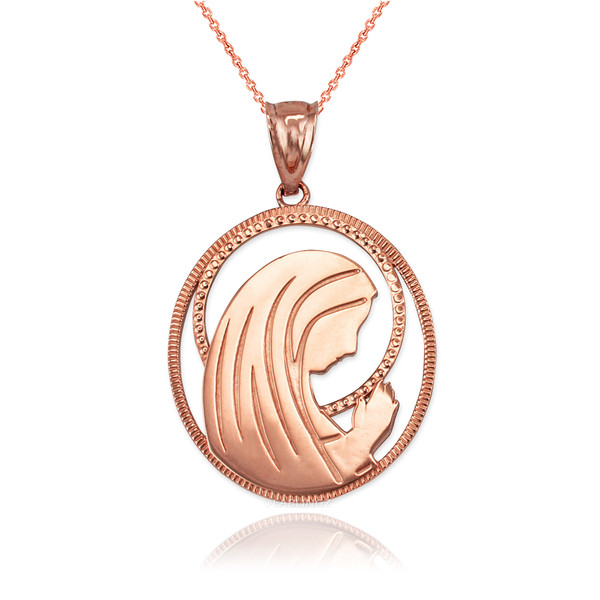 Rose Gold Virgin Mary Silhouette Pendant Necklace