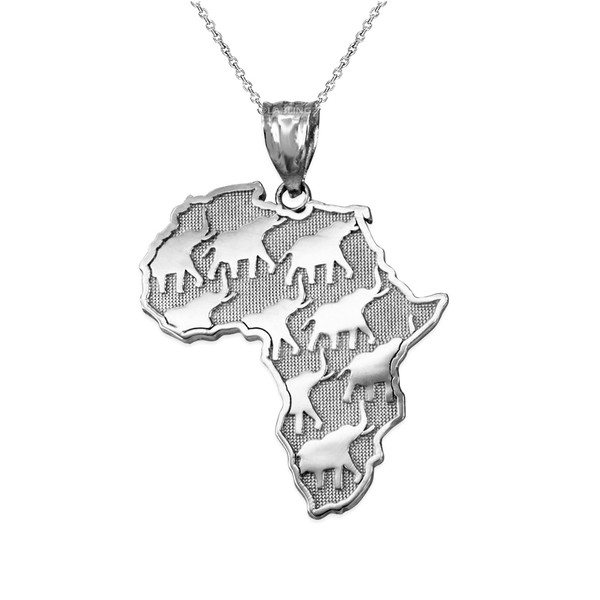 White Gold African Elephants Necklace