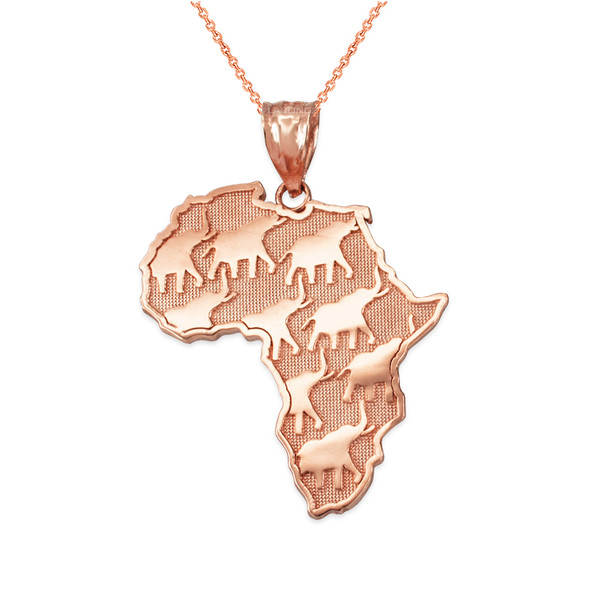 Rose Gold African Elephants necklace.