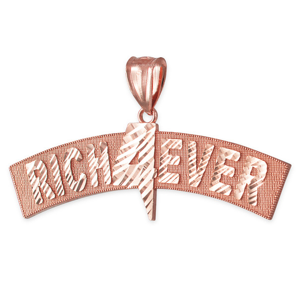 Rose Gold RICH 4 EVER  Hip-Hop DC Pendant