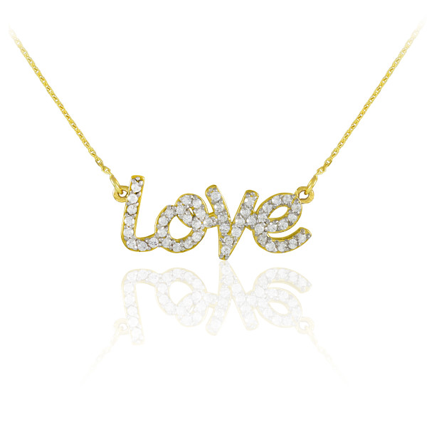 14K Gold "Love" Diamond Necklace