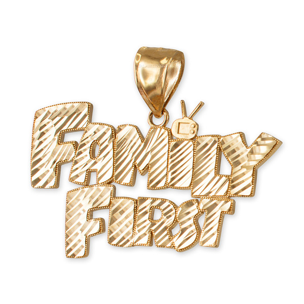 Yellow Gold FAMILY FIRST Hip-Hop DC Pendant