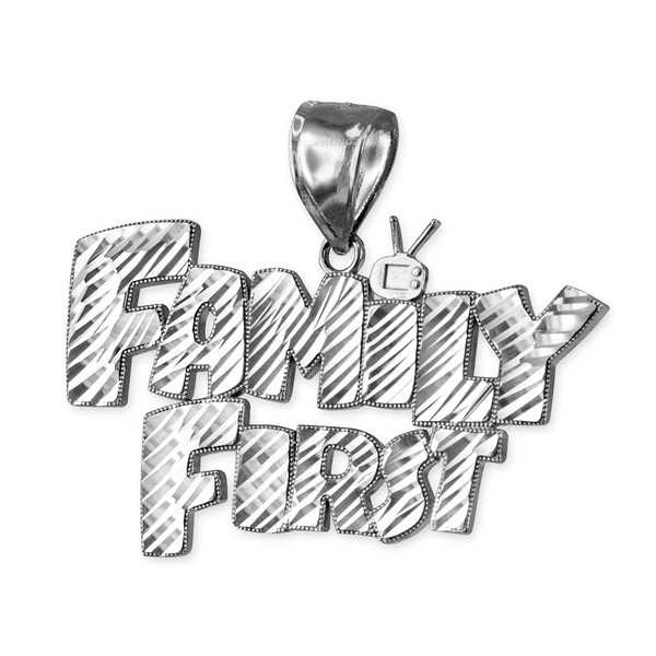 White Gold FAMILY FIRST Hip-Hop DC Pendant