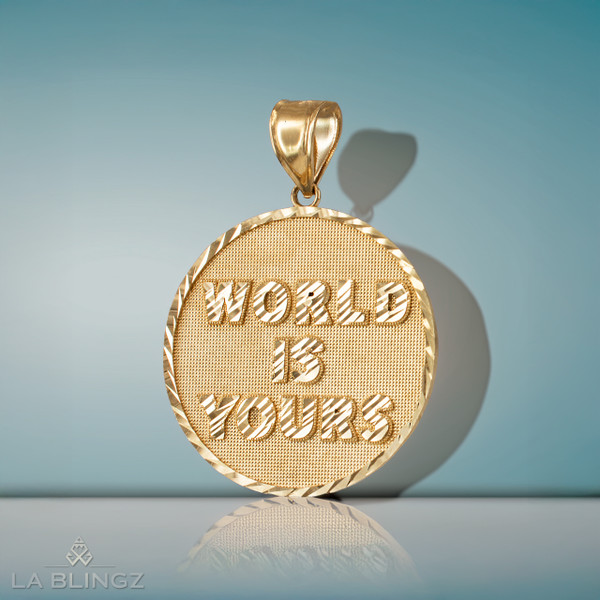 Yellow Gold WORLD IS YOURS DC Medal Pendant