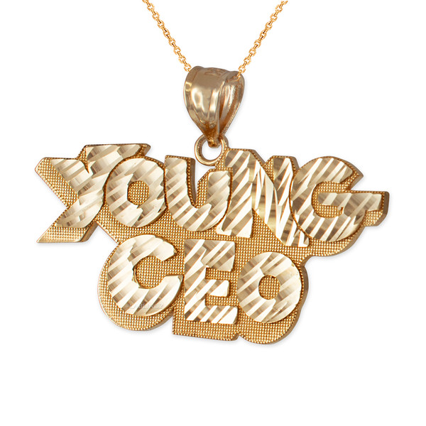 YOUNG CEO Yellow Gold DC Pendant Necklace