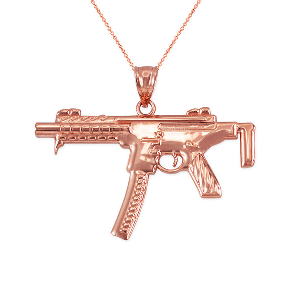 Rose Gold SMG Gun Pendant Necklace