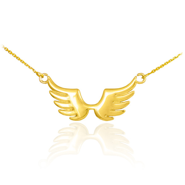 14k Polished Gold Angel Wings Necklace