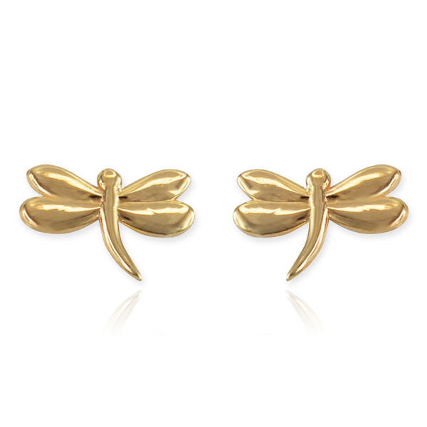 Dragonfly earrings in 14k yellow gold