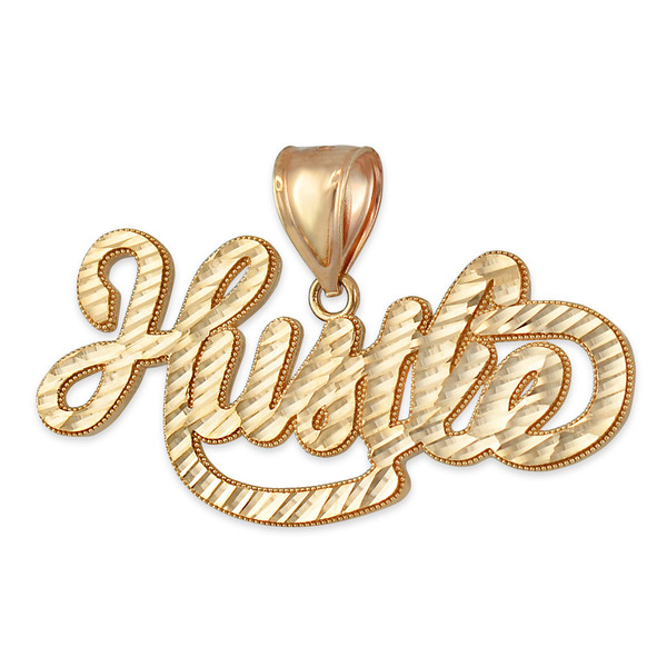 Gold HUSTLE Script Ward Hip-Hop DC Pendant