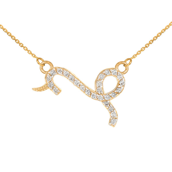 14K Gold Capicorn Zodiac Sign Diamond Necklace