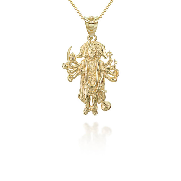 Gold Durga Hindu Goddess Pendant Necklace