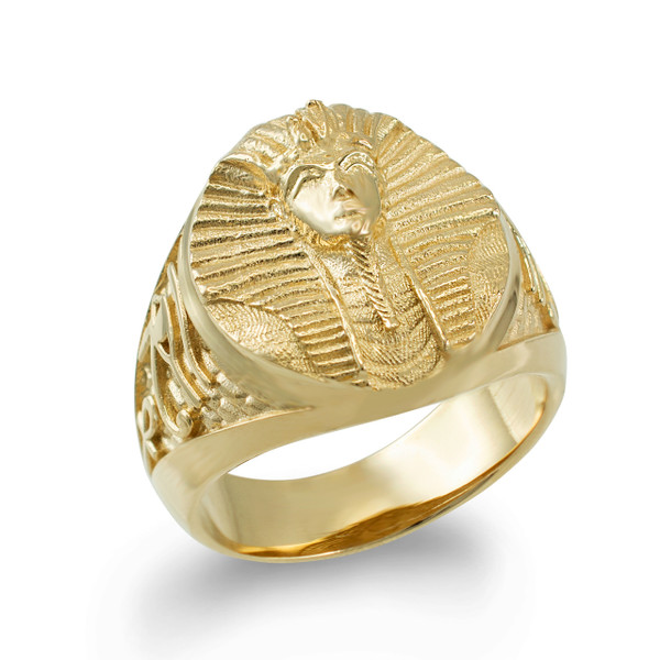Yellow Gold Egyptian Pharaoh King Tut Statement Ring