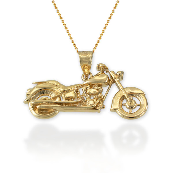 Gold Motorcycle Bike Charm Necklace