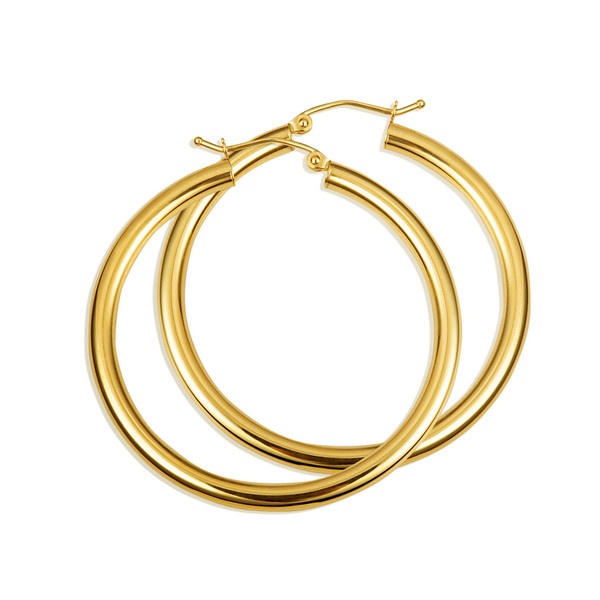 14K Yellow Gold Tube Hoop Earrings 3mm