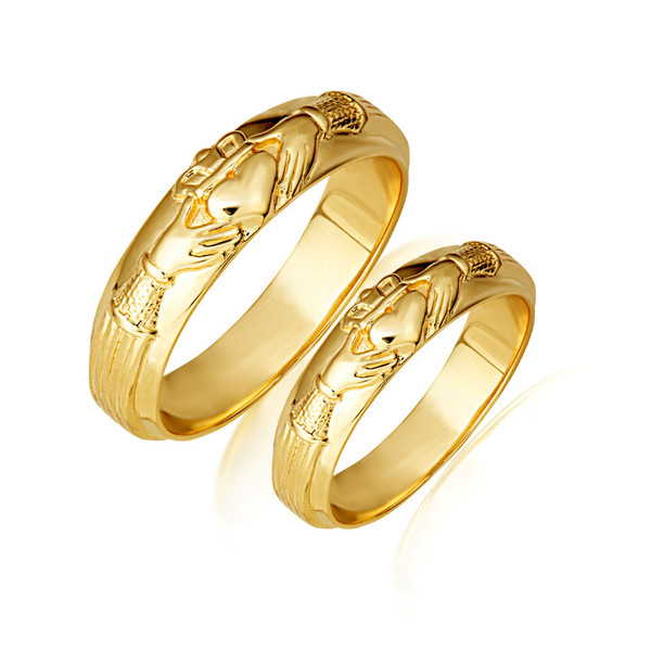 Gold Claddagh Symbol of Love His and Hers Wedding Ring