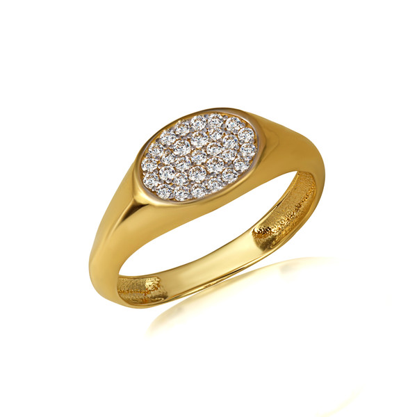 14K Yellow Gold Oval CZ Statement Ring