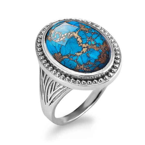 Silver Blue Copper Turquoise Ring