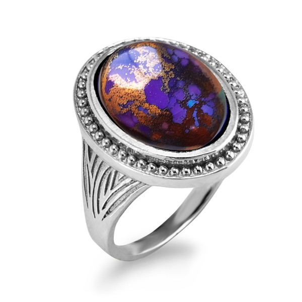 Silver Purple Copper Turquoise Ring