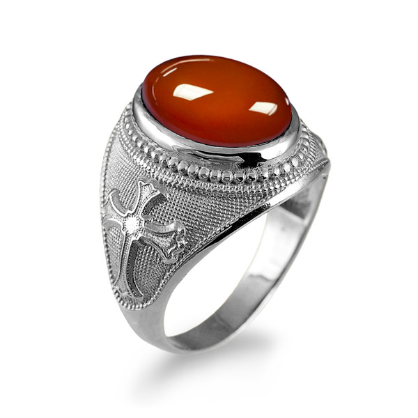 Silver Red Onyx Ring