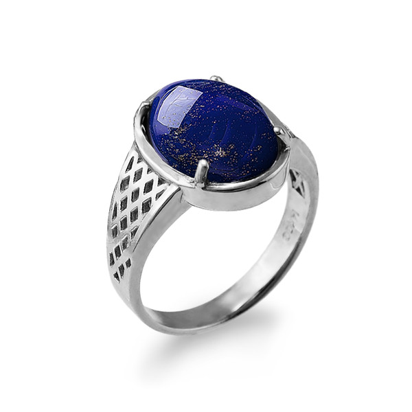 Silver Lapis Lazuli Lettice Ring