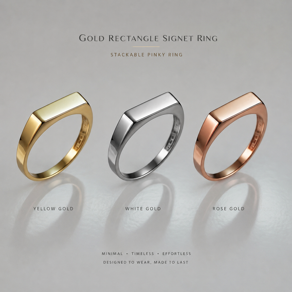 Gold Stackable Rectangular Signet Pinky Ring