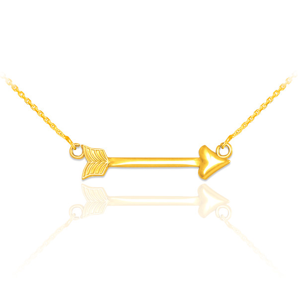 14k Gold Sideways Arrow Necklace
