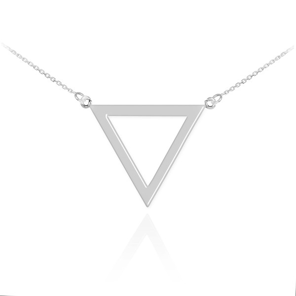 14K Polished White Gold Triangle Necklace